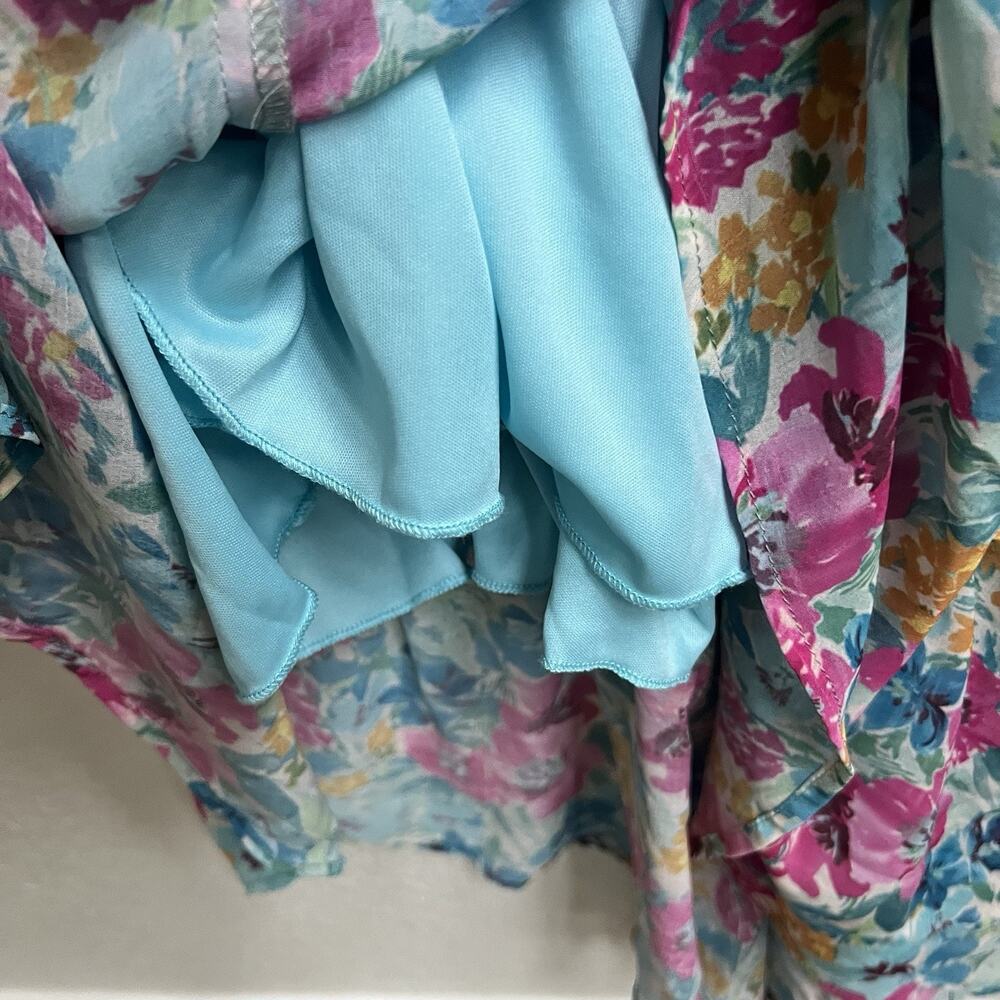 Show Me Your MuMu Floral Midi Dress in Blue, Pink, Yellow - Picture 8 of 10